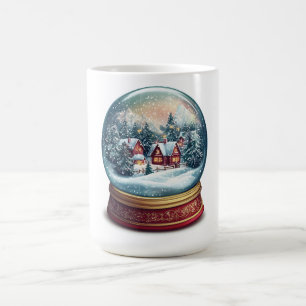 Caneca De Café Globo de neve de Natal com uma design minúscula vi