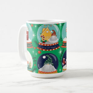 Caneca De Café Globo de neve natalícia//Gnome//Gingercake House//