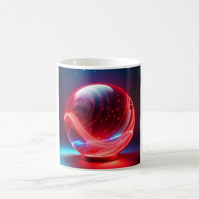 Caneca De Café Globo Vermelho Reflexivo Transparente Com Explosõe (Centro)