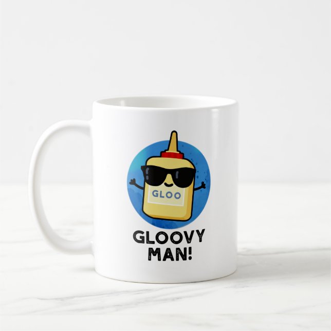 Caneca De Café Gloovy Man Funny Super Glue Pun (Esquerda)