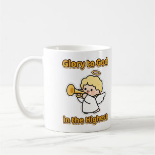 Caneca De Café Glória a Deus nas Alturas Anjo de Natal