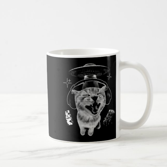 Caneca De Café Gnarp Cat Silly Alien Cat Meme Brainrot Funny Meme (Direita)