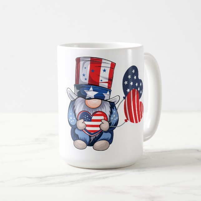 Caneca De Café Gnome 4 de julho (Frente Esquerda)