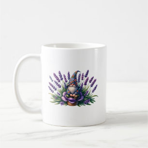 Caneca De Café Gnome de Aquarela e Flores Roxas