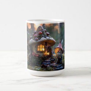 Caneca De Café Gnome e uma casa de cogumelos, design de fantasia
