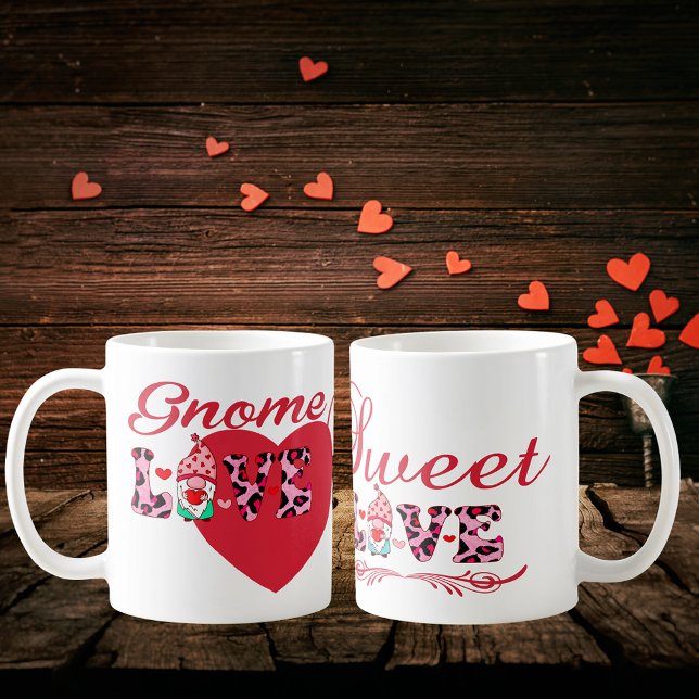 Caneca De Café Gnome Love Sweet Dias de os namorados (Gnome Love Sweet Love Valentines Coffee Mug)