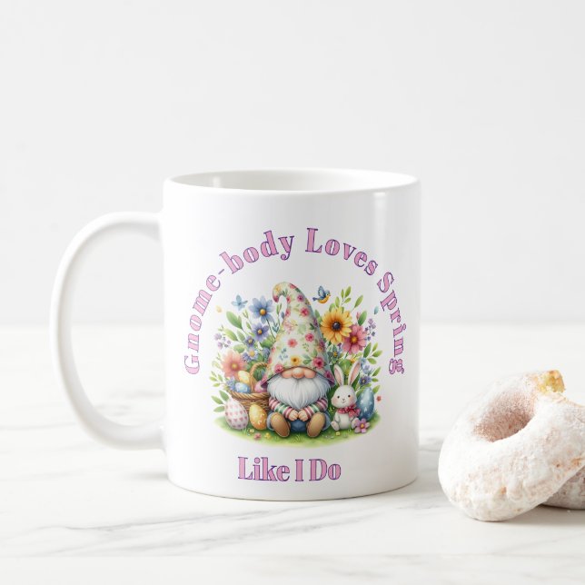 Caneca De Café Gnome Primavera  (Com Donut)