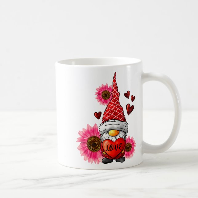 Caneca De Café Gnome Valentines Day Cute Gnome Heart Leopard Sunf (Direita)