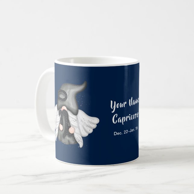Caneca De Café Gnomo Capricorn Astrologia Sinal Angel Seu Nome (Frente Esquerda)
