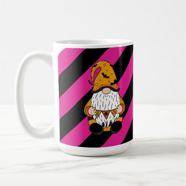 Caneca De Café Gnomo-das-bruxas-do-halloween, rosa e caneca-do-ca (Esquerda)
