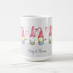 Caneca De Café Gnomo de Natal Apaixonado Aquarela Pintado à Mão