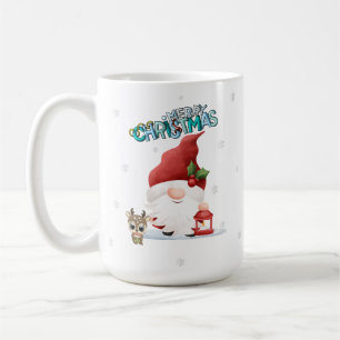 Caneca De Café Gnomo de Natal de Papais noeis bonitos com Reindee