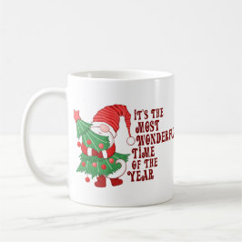 Caneca De Café Gnomo de Natal Fofo Abraçando Árvore