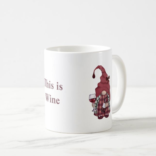 Caneca De Café Gnomo do Vinho Personalize Isto é Vinho  (Frente Esquerda)