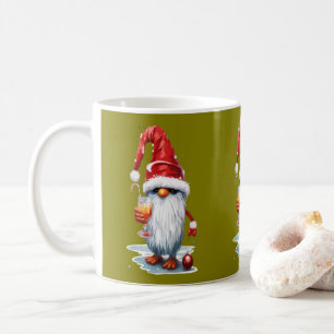 Caneca De Café Gnomo Gonk Natalino Festivo Segurando Um Copo