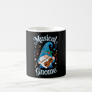Caneca De Café Gnomo Musical de Natal Violino Azevinho Flocos de