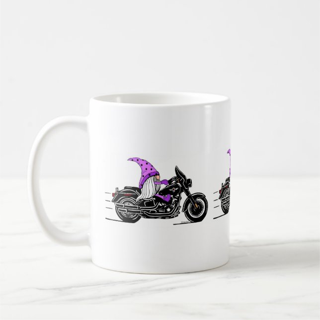 Caneca De Café Gnomo roxo balançando moto (Esquerda)