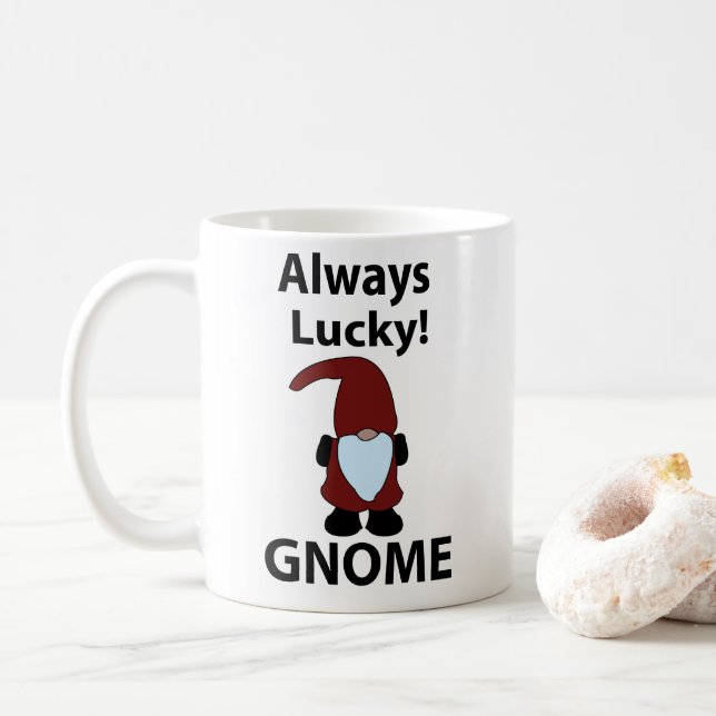 Caneca De Café Gnomo Sempre Sortudo Gnomo (Com Donut)