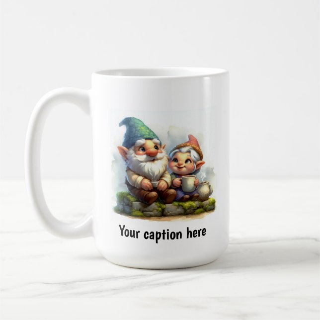 Caneca De Café Gnomos Cheerful Aproveitando uma pausa de café (Esquerda)