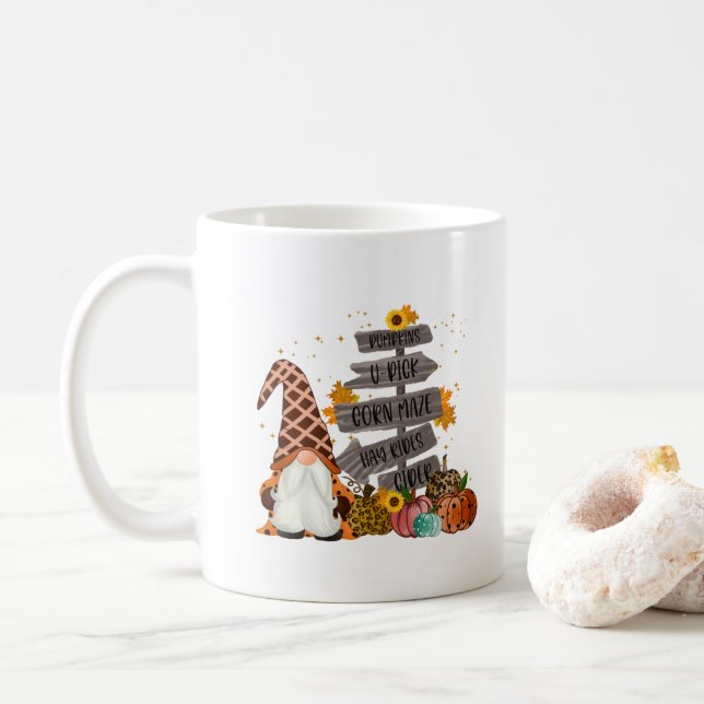 Caneca De Café Gnomos de Halloween, Outono, Abóboras, Passeios de (Com Donut)