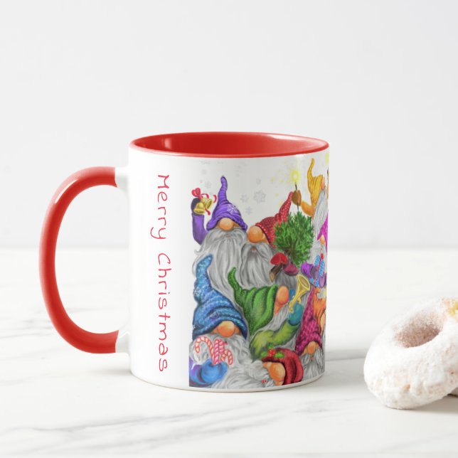 Caneca de Café Gnomos de Natal (Com Donut)