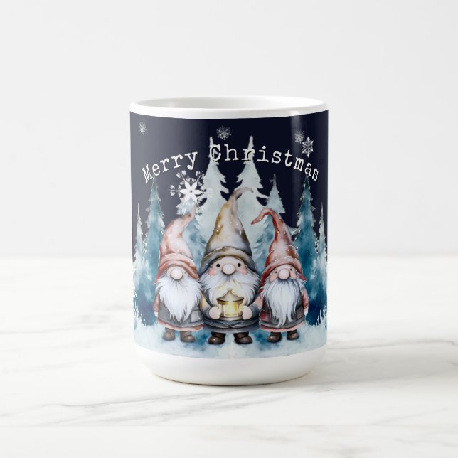 Caneca De Café Gnomos de Natal em Aquarela (Centro)