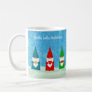 Caneca De Café Gnomos de Natal em Vestidos Coloridos & Neve