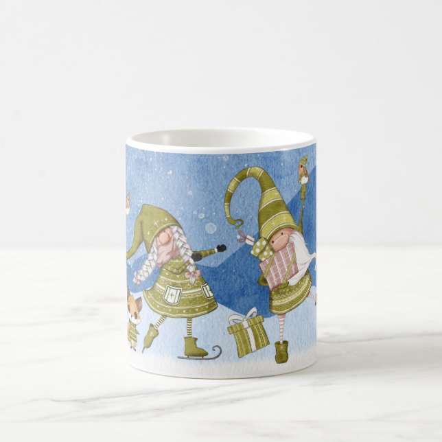 Caneca De Café Gnomos Feriados Pássaros Fox apresentam Mug (Centro)