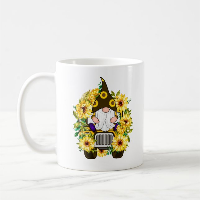 Caneca De Café Gnomos Truck Sunflower Coffee Mug (Esquerda)