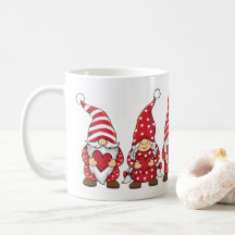 Gnomos Vermelhos com Corações Personalizados Dia d