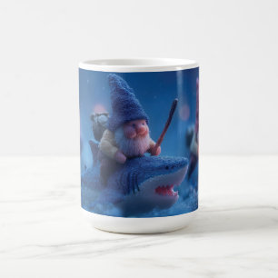 Caneca De Café Gnomos Whimsical Andando em Tubarões