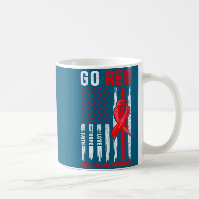 Caneca De Café Go Red Heart Disease Suprt Flag - Heart Disease Aw (Direita)
