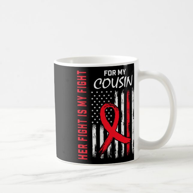 Caneca De Café Go Red Her Fight Cousin Heart Disease Awareness Fl (Direita)