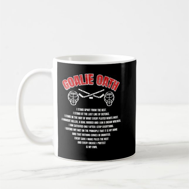 Caneca De Café Goalie Oath   Ice Hockey Goalie Prayer Gift Classi (Esquerda)