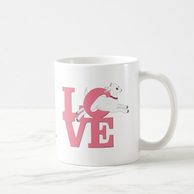 Caneca De Café GOAT LOVER | PINK Caprino L O V E — Caprino branco (Direita)