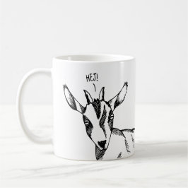 Caneca De Café Goat Sketch dizendo "Hej!"
