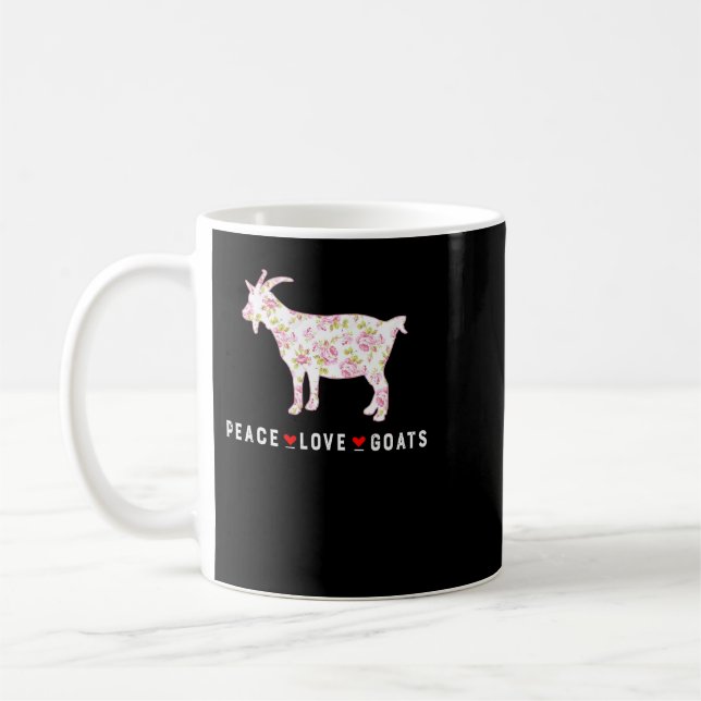 Caneca De Café Goats Peace Love Goats Fazenda Goat Lover Girl Eng (Esquerda)