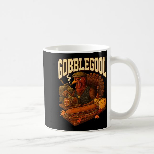 Caneca De Café Gobbol Turkey Gobble Gool Thanksgiving Retro  (Direita)