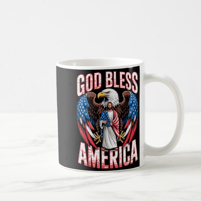 Caneca De Café God Bless America Flag Jesus Christian Eagle Patri (Direita)