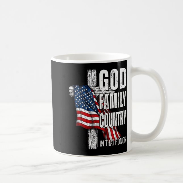 Caneca De Café God Family Country American Flag Christian Patriot (Direita)