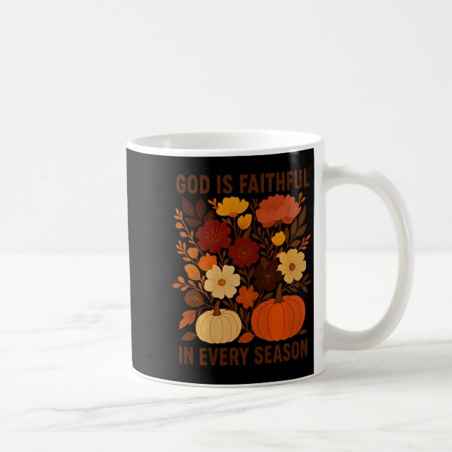 Caneca De Café God Is Faithful In Every Season, Floral Fall Autum (Direita)