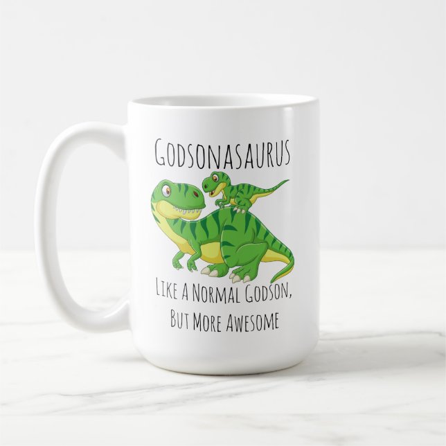 Caneca De Café Godson Dinosaur Godsonasaurus Como Um Poderoso God (Esquerda)