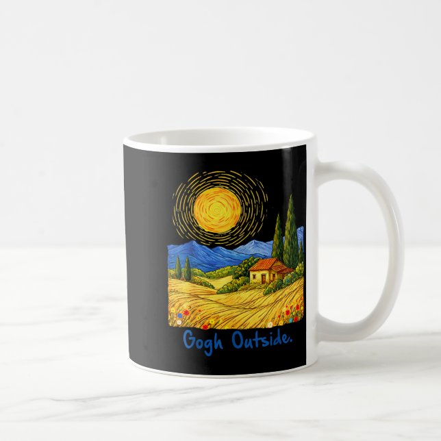 Caneca De Café Gogh Outside Nature Lover Graphic Tee Funny Art Pu (Direita)