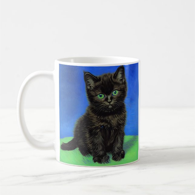 Caneca De Café Gogh Style Black Kitten (Esquerda)