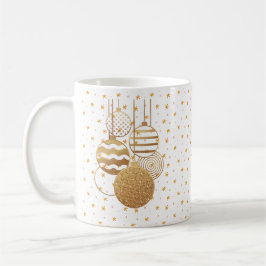 Caneca De Café Gold baubles and stars on a white background