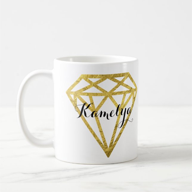 Caneca De Café Gold Foil Diamond (Esquerda)