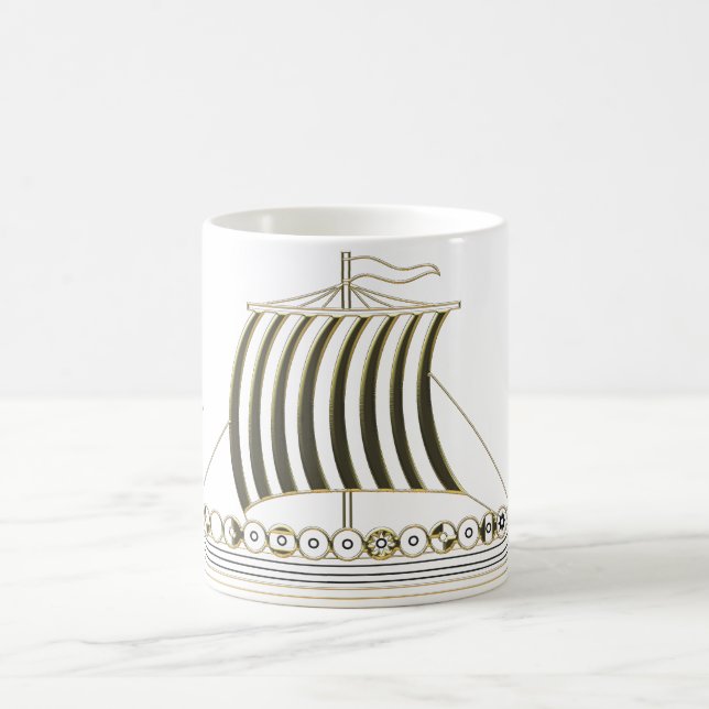 Caneca De Café Gold Metallic Viking Longboat Mug (Centro)