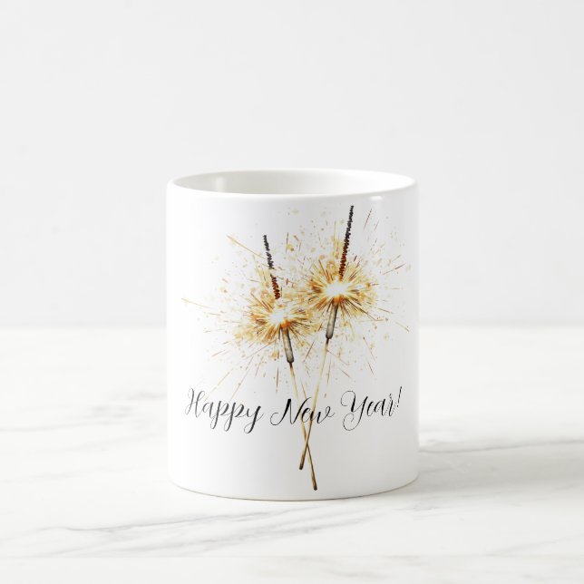 Caneca De Café Gold New Year's Eve Day Celebration Sparklers (Centro)