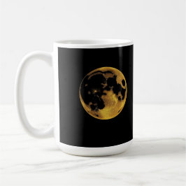 Caneca De Café Gold textured moon on dark black