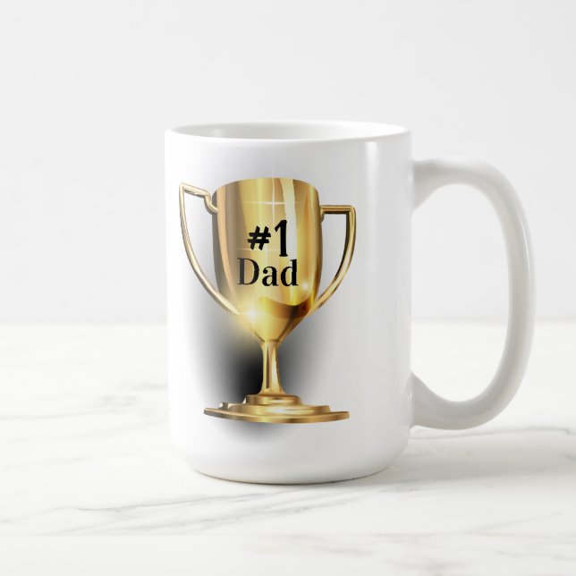 Caneca De Café Gold Trophy #1 Dad Mom Son  (Direita)